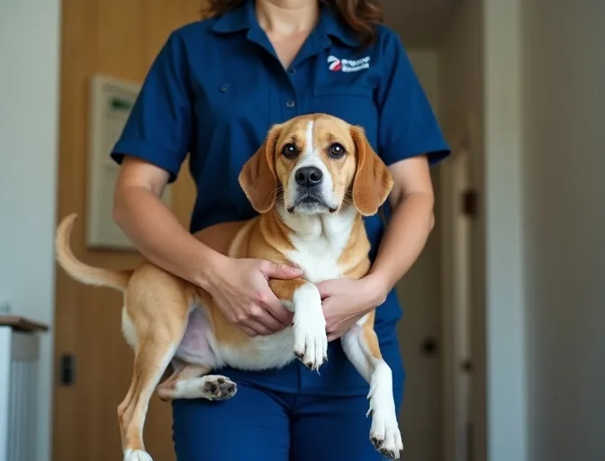 Technician respectfully transporting a deceased dog in Yallambie